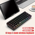 thumbnail image 4 of Teclado HXSJ L500 Teclado de membrana compacto inalámbrico trimodo de 61 teclas Mini teclado Retroiluminación RGB a todo color Múltiples efectos de iluminación Sensación mecánica Teclado recargable BT, 4 of 8