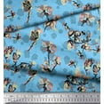 thumbnail image 2 of Soimoi Blue Poly Georgette Fabric Dragonfly,Floral & Texture Fabric Prints by Yard 42 Inch Wide, 2 of 3