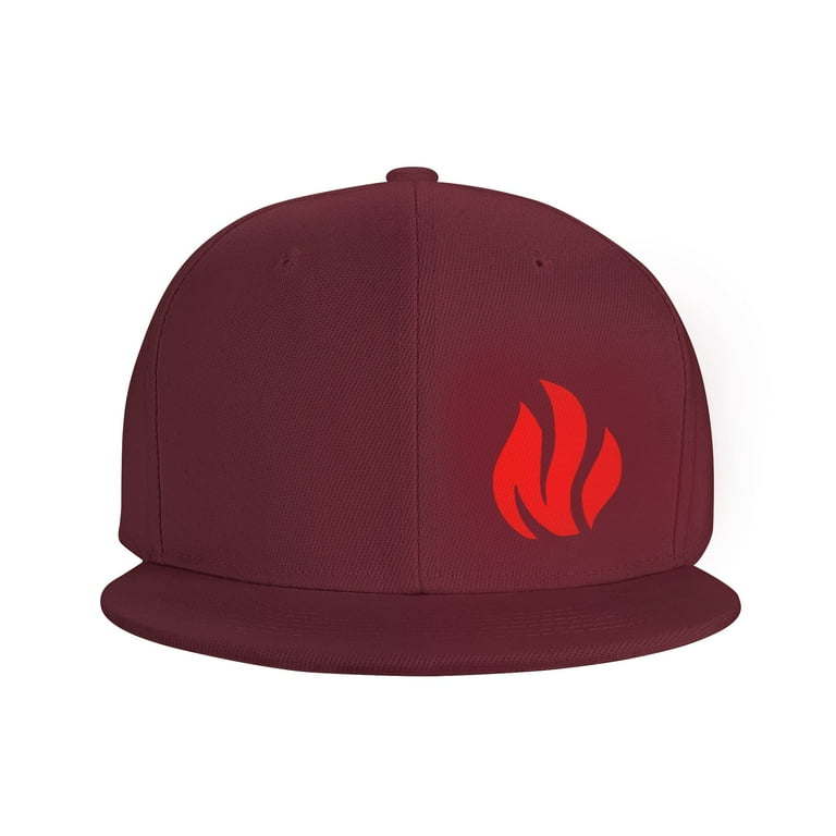 TEQUAN Flat Brim Hat Snapback Hats, Fire Burning Symbols Pattern