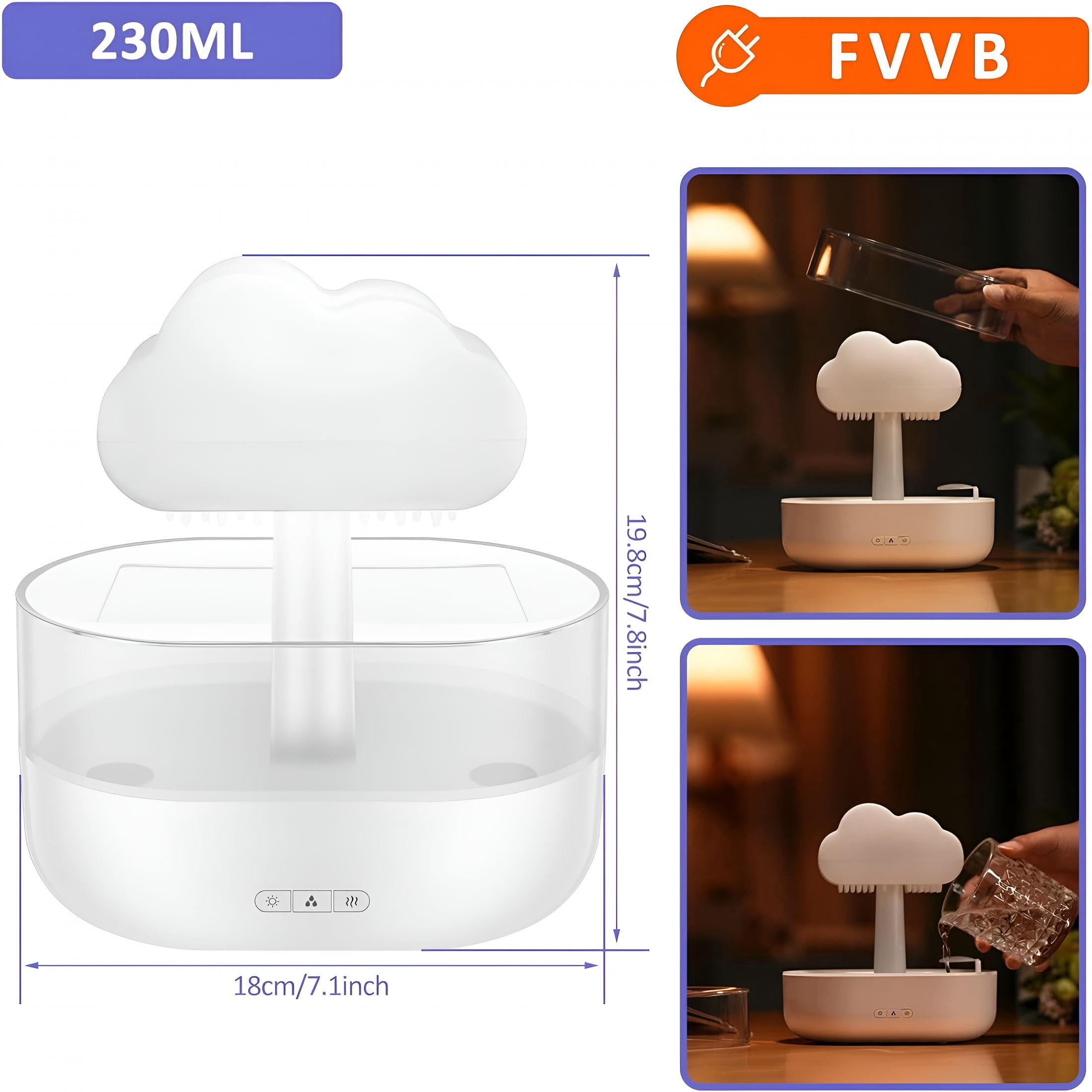 HIBIBUD 2026 New 7 Color Lights Rain Cloud Humidifier,Timing Water Drip Aroma Diffuser,Mushroom Waterfall Lamp for Home Office Bedroom Humidifier Water Treatment
