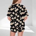 thumbnail image 2 of Trajes de Pantalones para Mujeres Casual Suelta Impresión Manga Corta, Cuello Redondo Pantalones Cortos Pijamas Poliéster, 2 of 5