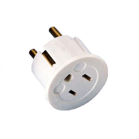 Goldsource GS-20 American to German Grounded Plug Adapter, Grounded 2 prong adapter plug for 220 volt power outlets in Continental Europe By PowerBright