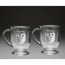 Kenny Irish Coat of Arms Glass Coffee Mugs - Set of 2