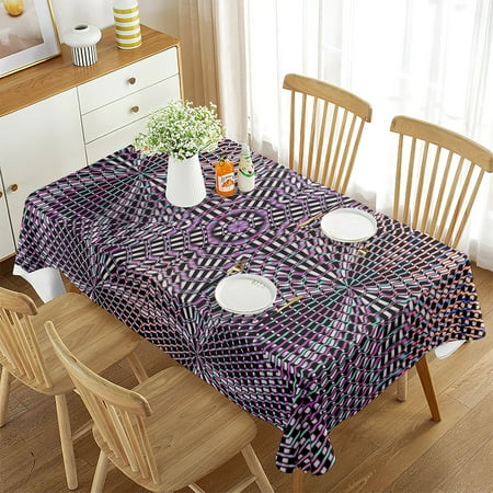 

Colorful Psychedelic Tablecloth Dizziness Art ration for Rectangular Tablecloth for Kitchen Dining Room Party rations