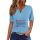 thumbnail image 2 of Fiudx Ofertas Relámpago Blusa de Manga Corta con Estampado de Moda para Mujer, Camiseta con Cuello En V, Tops Informales con Botones, 2 of 4