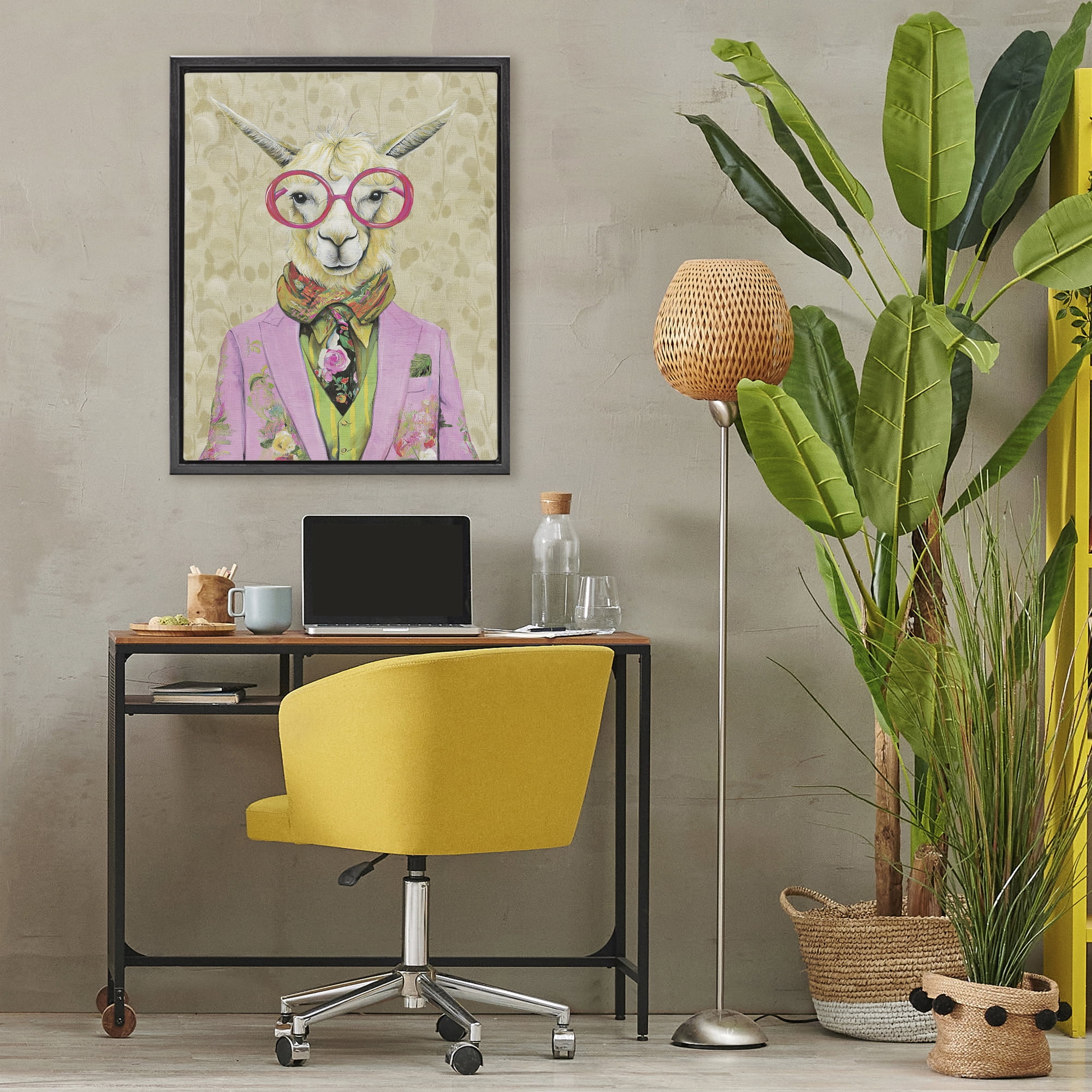 Stupell Industries Stylish Llama with Glasses Black Framed Floater Canvas Wall Art, design by Svetlana Aleynikova