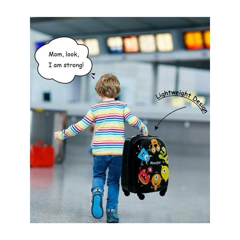 Costway 2PC Kids Carry On Luggage Set 12'' Backpack & 18'' Rolling Suitcase  for Travel