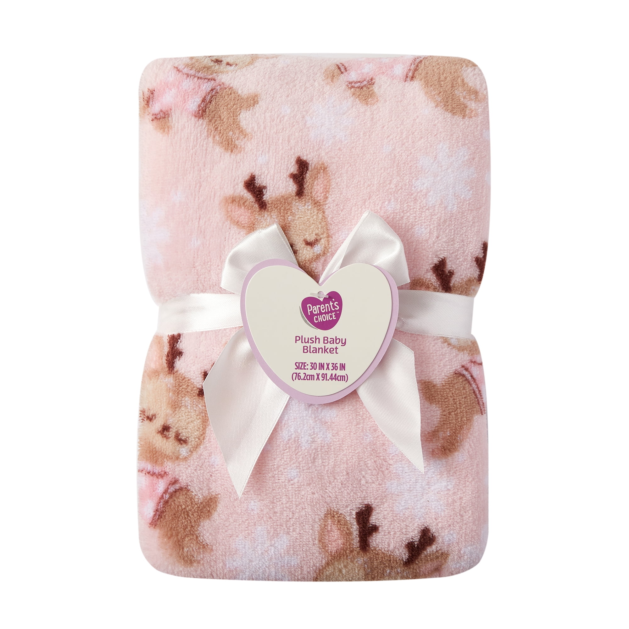 Parent's Choice 30" x 36" Reindeer Plush Baby Blanket, Pink