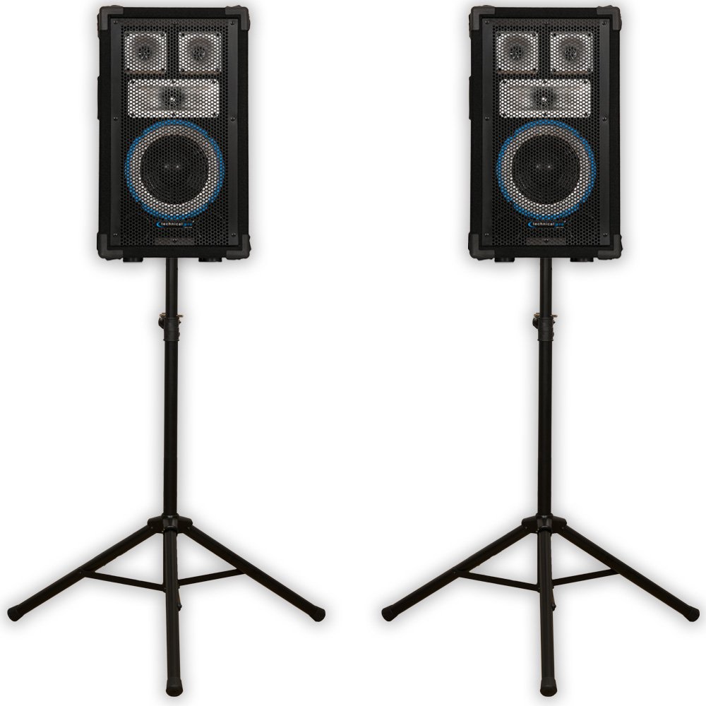 Technical Pro VRTX8 Speakers and Stands 1200 Watts PA DJ Karaoke Band