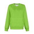 thumbnail image 6 of Huankd Women's V Neck Sweatshirt Fleece Cute Pocket Sweatshirts No Hood Oversized Comfy Hoodie Y2k Soft Fall Winter Tops Green M, 6 of 6