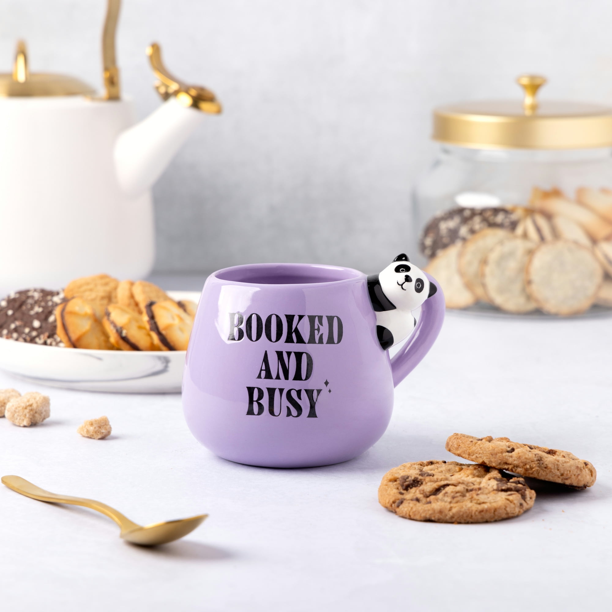(2 pack) Thyme & Table Booked and Busy Panada Mug 15.5 fl oz, Stoneware