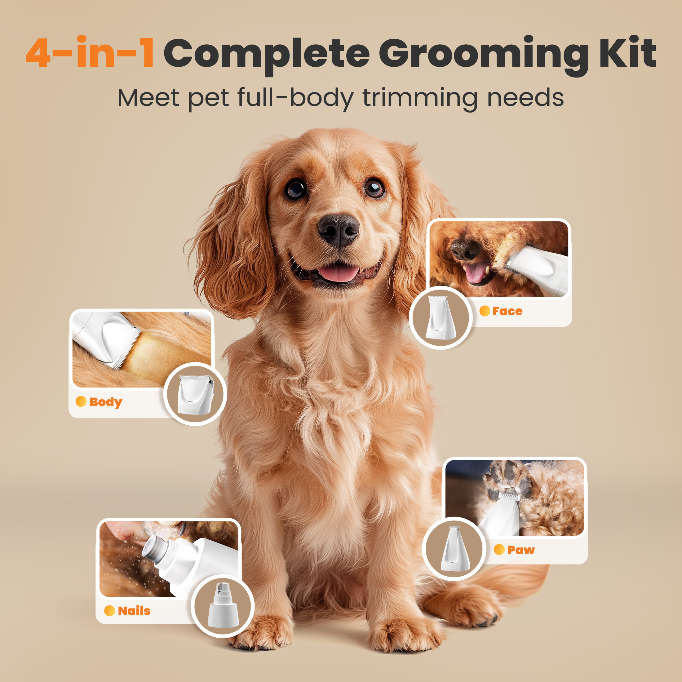 Oneisall HM6 4-in-1 Cordless Dog Grooming Kit with LED photo 4