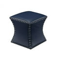 thumbnail image 2 of Kings Brand Furniture Square Faux Leather Stool Ottoman with Nailhead Trim (Blue), 2 of 3