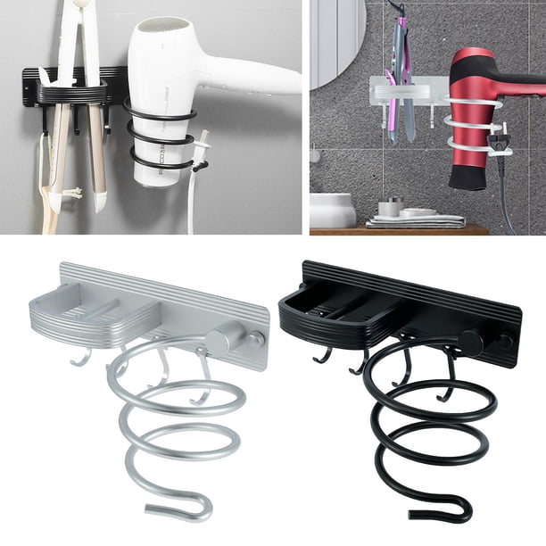 Muyoka Estante de pared para secador de pelo, soporte para alisador, estante de aluminio para secador de pelo, soporte para baño Muyoka Hogar