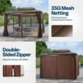 thumbnail image 4 of VIVOHOME 10' x 13' Double Roof Hardtop Gazebo, Polycarbonate Roof & Aluminum Alloy Frame with Netting & UV-Proof Privacy Curtain, 4 of 9