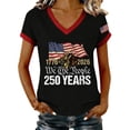 thumbnail image 2 of YVNAURA Women's 250th Anniversary V Neck T Shirt America 250 Semiquincentennial 1776-2026 USA Flag Patriotic Tee Family Heritage Gift for Mom Wife 4th of July, Black, L, 2 of 9