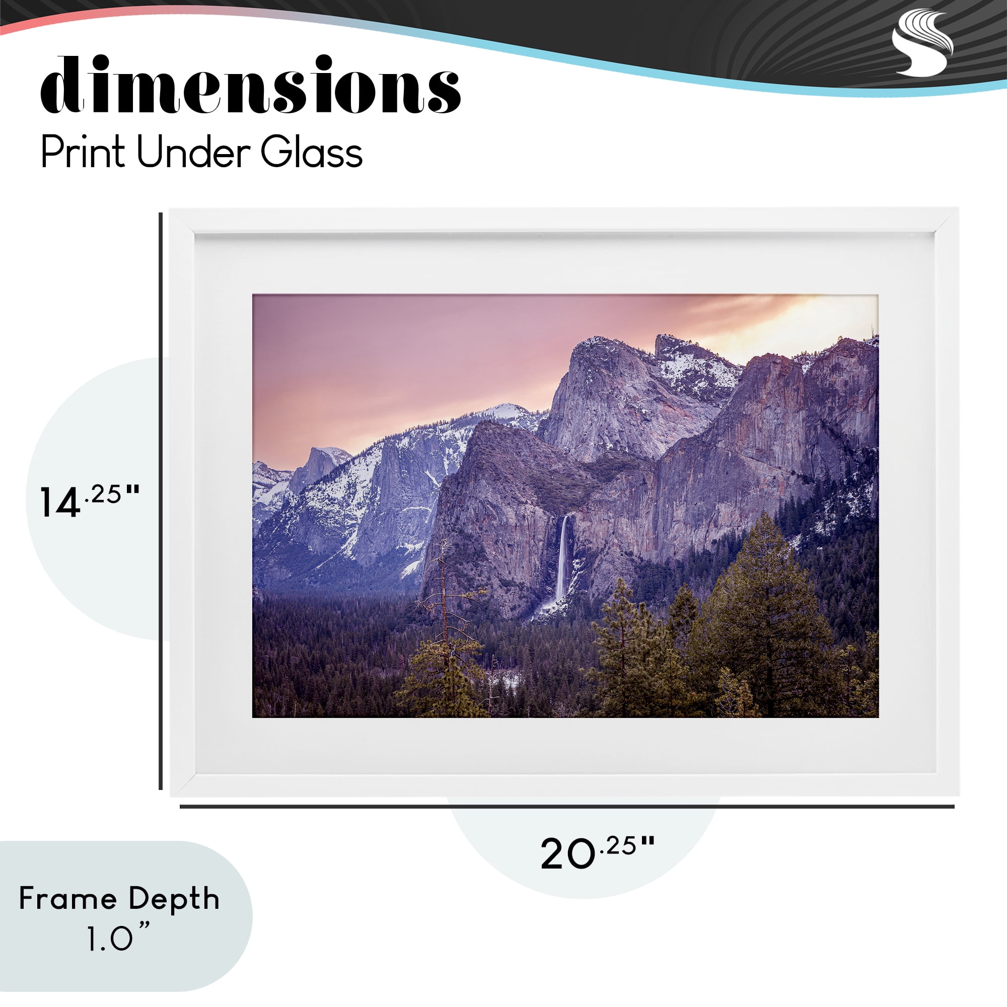 Stupell Industries Majestic Mountain Waterfall Sunset White Framed Print Under Glass, design by Shelley Carlisle