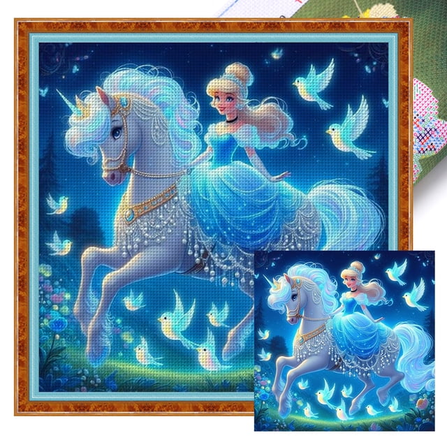 Kit Punto Cruz Princesa Impreso Hilo Algodón Ecológico Bordado 11CT 40x40cm
