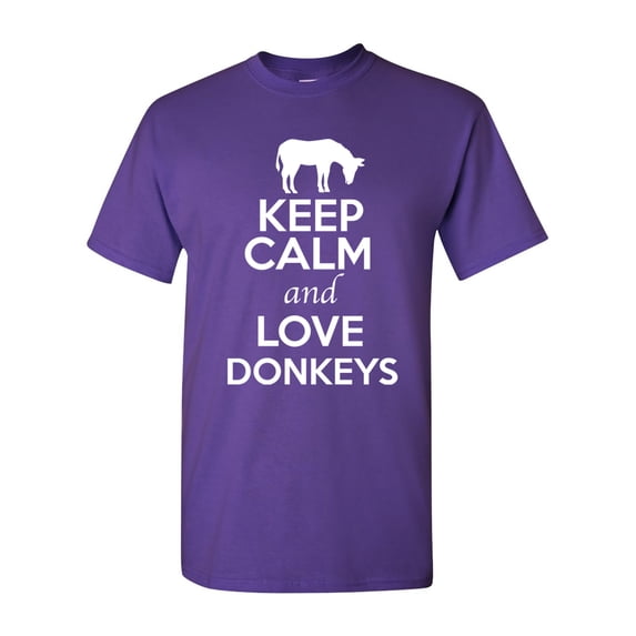 Keep Calm And Love Donkeys Horse Wild Animal Lover Adult T-Shirt Tee
