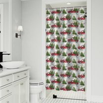 White Christmas Red Truck and Tree Pattern Shower Curtain 36"x72" ,Bathroom Decorative Shower Curtains Set with 12 Hooks,Modern Waterproof Washable Shower Curtain