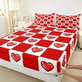 thumbnail image 3 of Castle Fairy Teens Love Heart Print Bed Sheets,Geometric Plaid King Sheets, 3 of 7