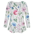 thumbnail image 6 of Women's Floral Print V Neck T-Shirt Long Sleeve Modern Design Loose Fit Business Casual Everyday Top, 6 of 6