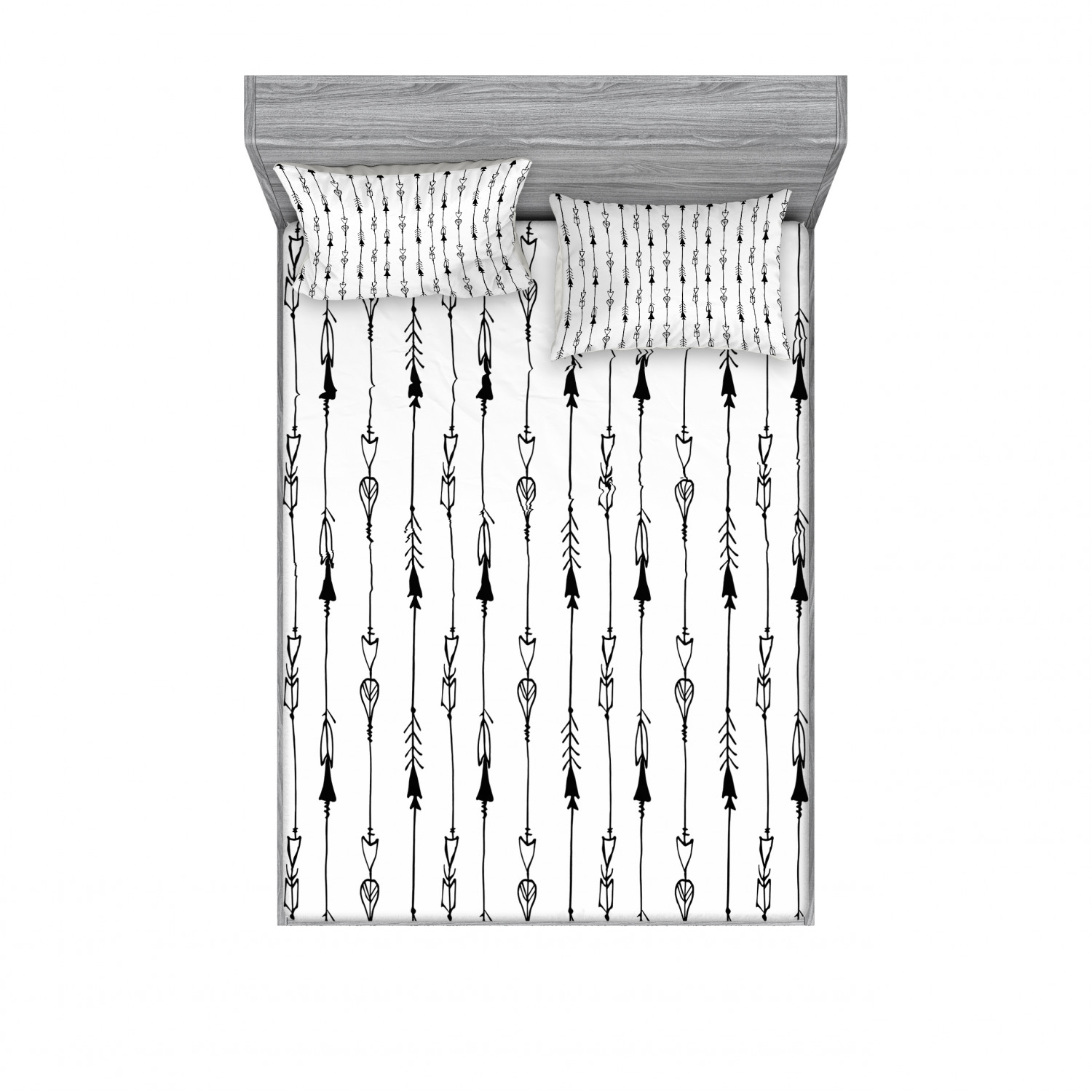 Arrow Bedding Set with Sheet & Covers, Hand Drawn Linked Endless Arrows