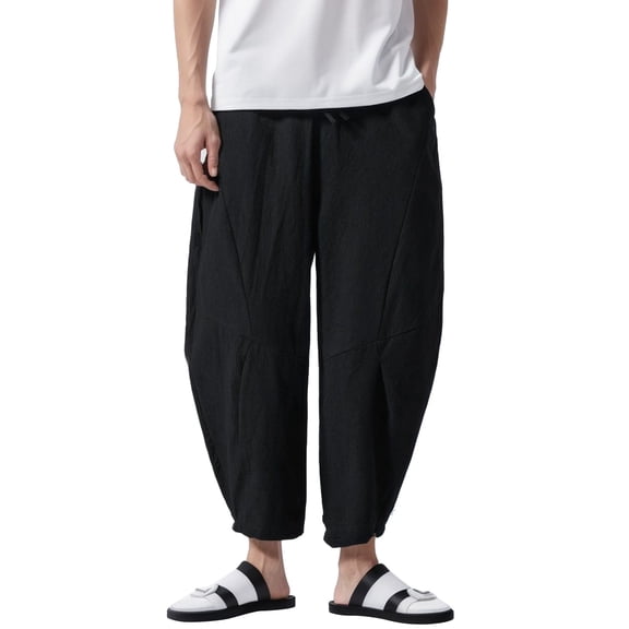 Vedolay Sweatpants with Pockets Men Loose Pants Multi-Pocket Drawstring Casual Pants Black,XL