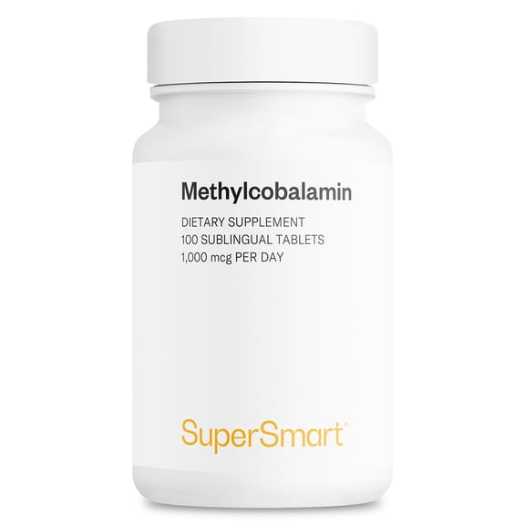 SuperSmart Methylcobalamine B12 1000mcg / 1mg per Day (Effective Dosage) - Sublingual Methylcobalamine - Peppermint Flavor - Vitamin B12 Supplement | Non-GMO & Gluten Free - 100 Sublingual Tablets