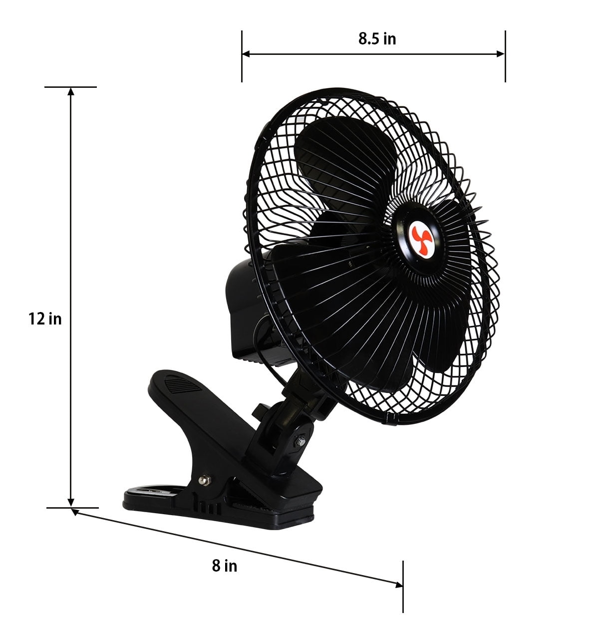 Koolatron 12V Oscillating Fan with Adjustable Neck and Non-Slip Clip