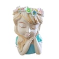 thumbnail image 4 of Contenedor de plantas para cara de niña, escultura, jarrón de resina, estatuilla de hada a la moda, estatua, maceta con cabeza bonita para el hogar y Azul, 4 of 8