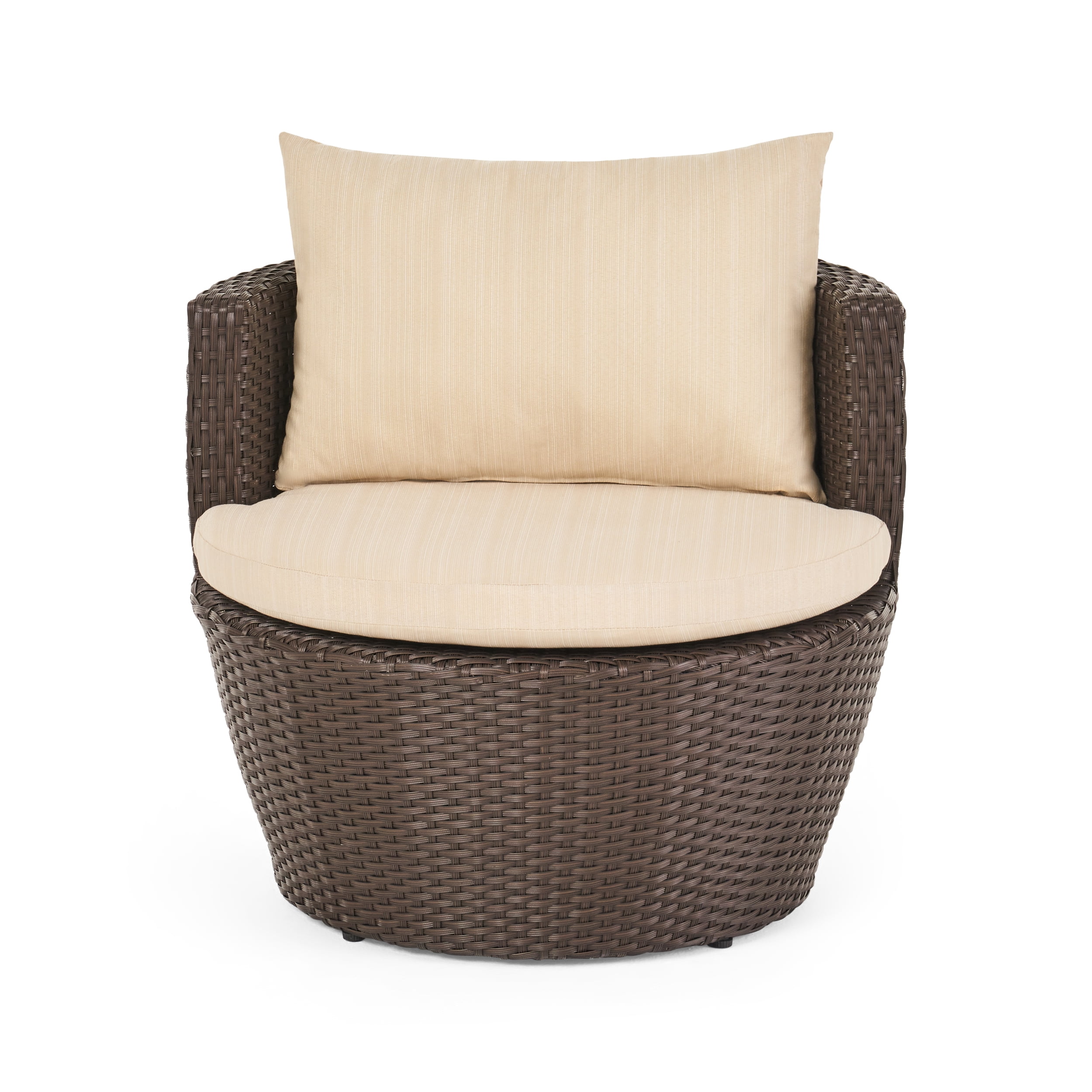 Outdoor 3 Piece PE Woven Leisure Conversation Set, Combined Outdoor Furniture for Patio Garden, Aluminum Brown