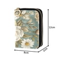 thumbnail image 4 of PU Leather Zip Card Holder Women's Card Case Zipper Card Case Compact & Lightweight Vintage Floral Pattern, 4 of 7