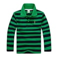 thumbnail image 2 of Fozruso Boys Striped Pattern Collared Shirt Long Sleeve Shirt School Uniform Shirts Summer Active Casual Tops for Kid Kids Collared Tops Sizes 12-13 Years, 2 of 4