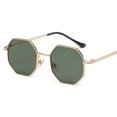 thumbnail image 1 of Gafas de sol con montura poligonal de metal y protección UV, lentes degradadas azules y amarillas., 1 of 5