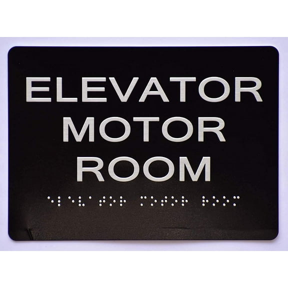 Elevator Motor Room Sign Black (Aluminium, Black/Silver,Size 5x7) The Sensation line