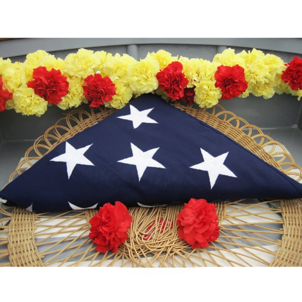 Anley Memorial Flag American US Flag 5x9.5 Ft Cotton For Veteran - USA Burial Casket Flags (Flag not Pre-Folded)