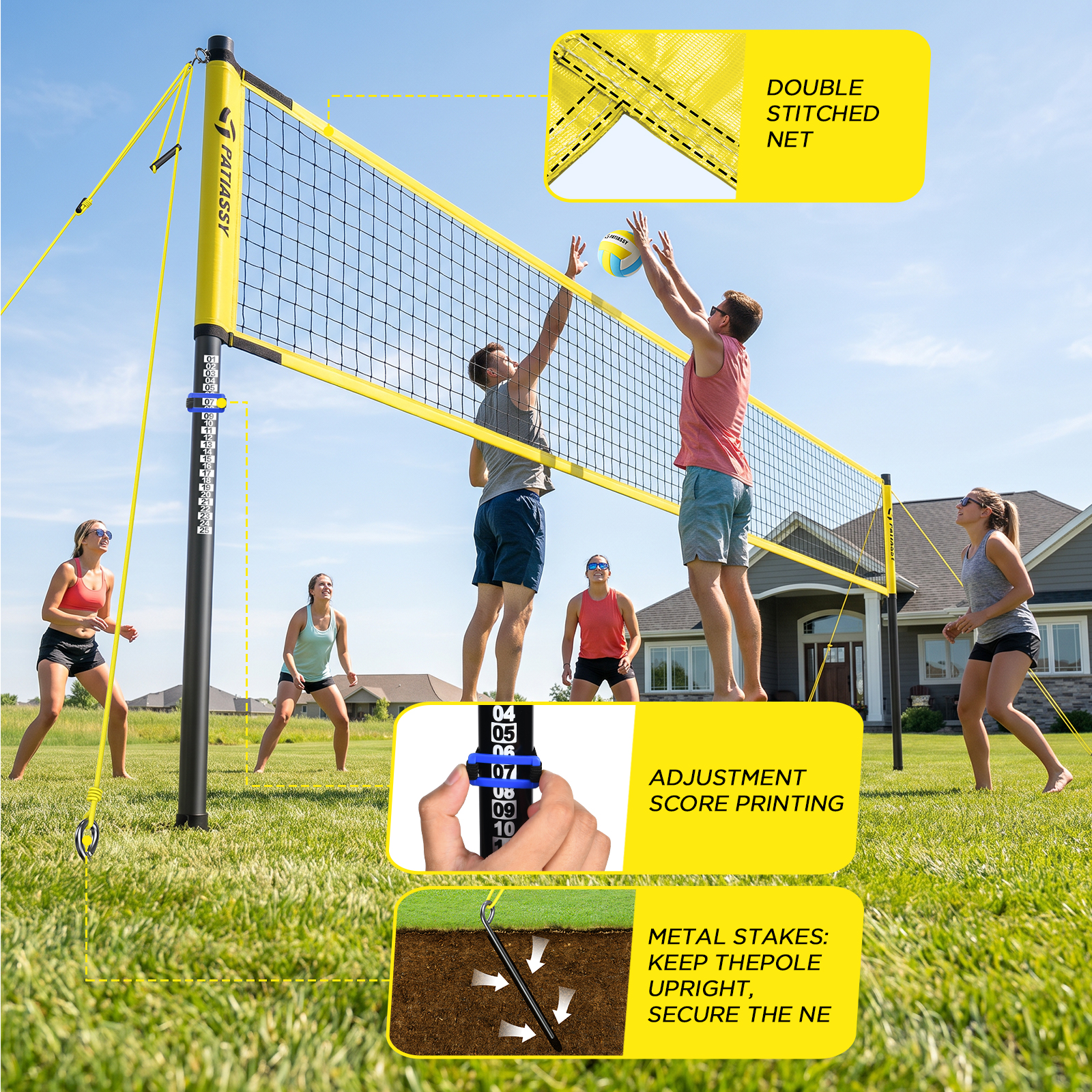 Patiassy 32ft Regulation Volleyball Net System photo 6