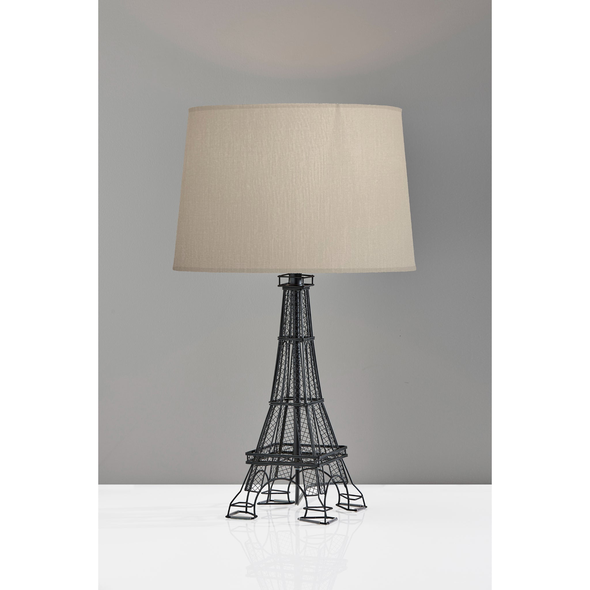 Simplee Adesso Eiffel 3-Way Switch Table Lamp with Fabric Drum Shade