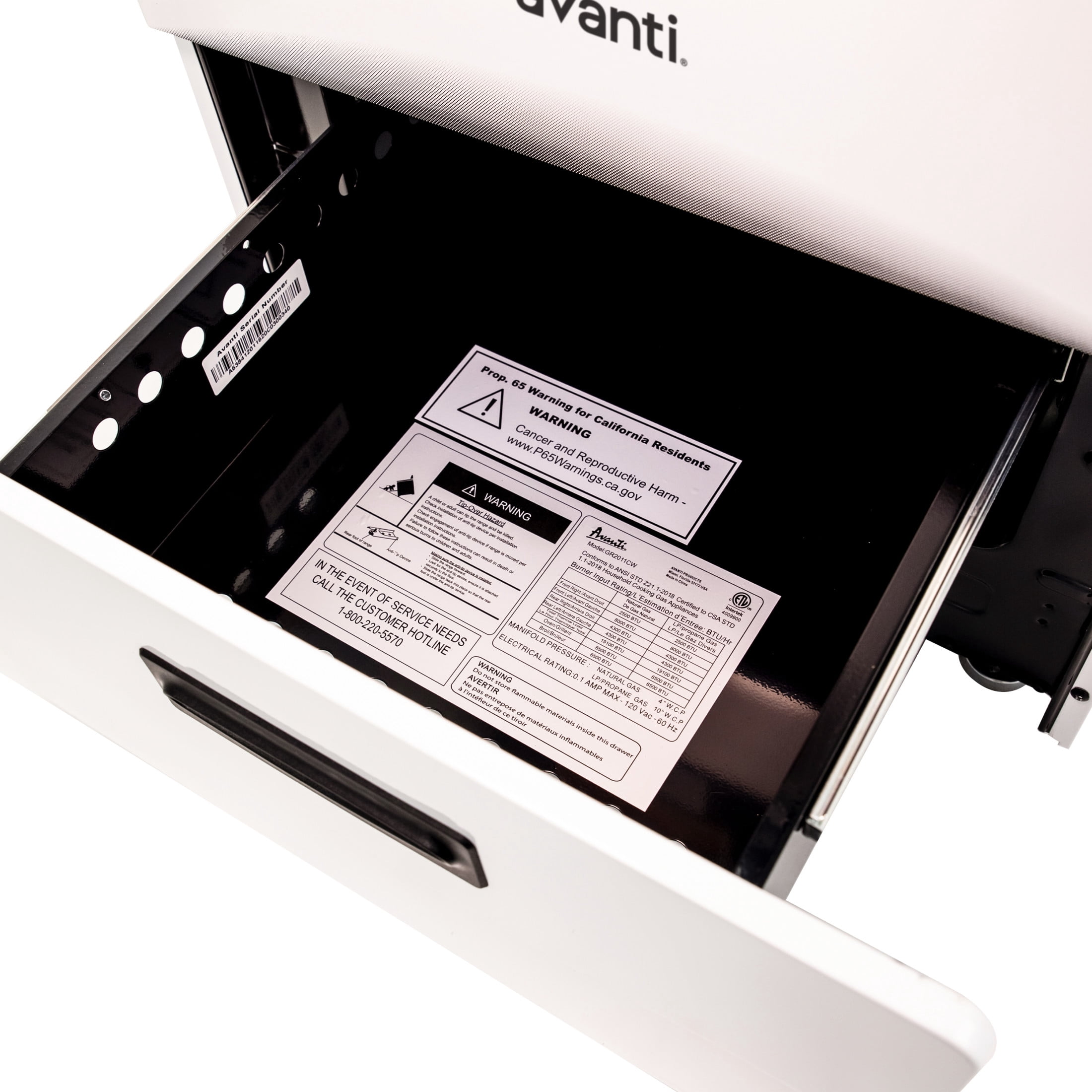 Avanti 20" Compact Gas Range Oven, in White (GR2011CW)