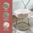 thumbnail image 3 of Linon Seraphina Vanity Stool, 17.75" Seat Height, Gold Finish with Light pink Velvet Fabric, 3 of 11
