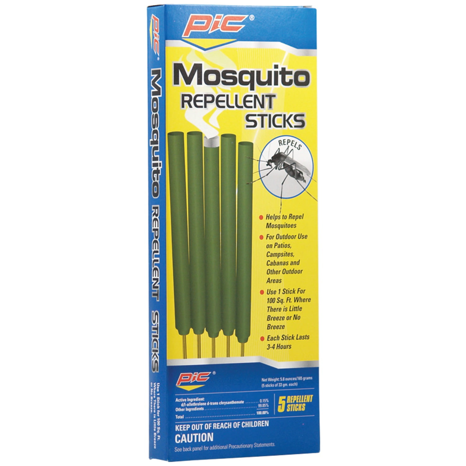 PIC Mos-stk Area Mosquito Repellent Sticks, 5 Pack