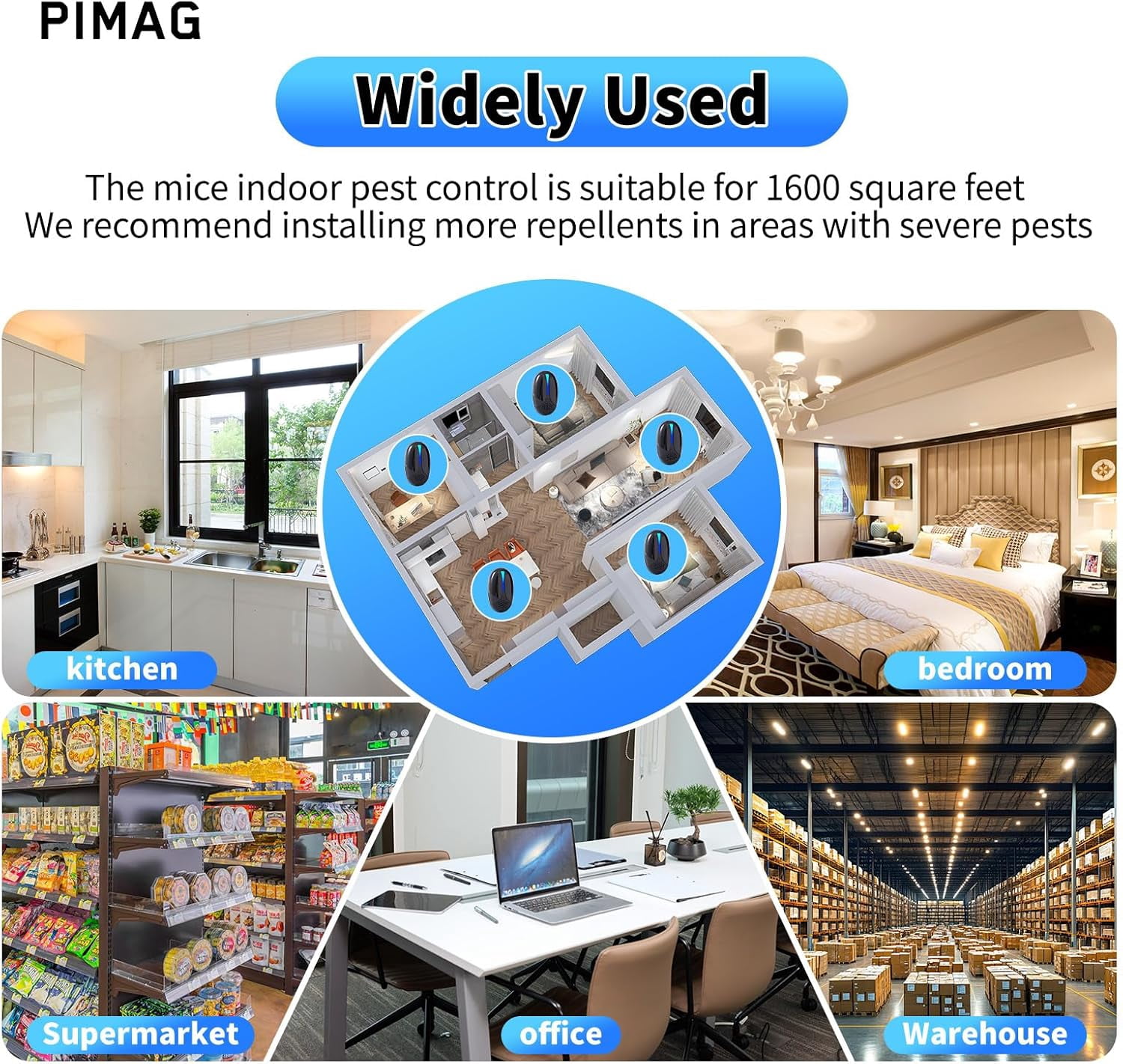 2026 Upgraded Ultrasonic Pest Repeller Indoor Plug-in, 3 Mode Rodent Insect Control for Ant, Roach, Mouse, Mosquito, Spider, Home Office Store, 6 Pack