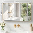 thumbnail image 2 of Gianna Anti-Fog Bathroom Wall Mirror – 24" x 36" Shatterproof Vanity Mirror with Rectangular Metal Frame, Gold, 2 of 5