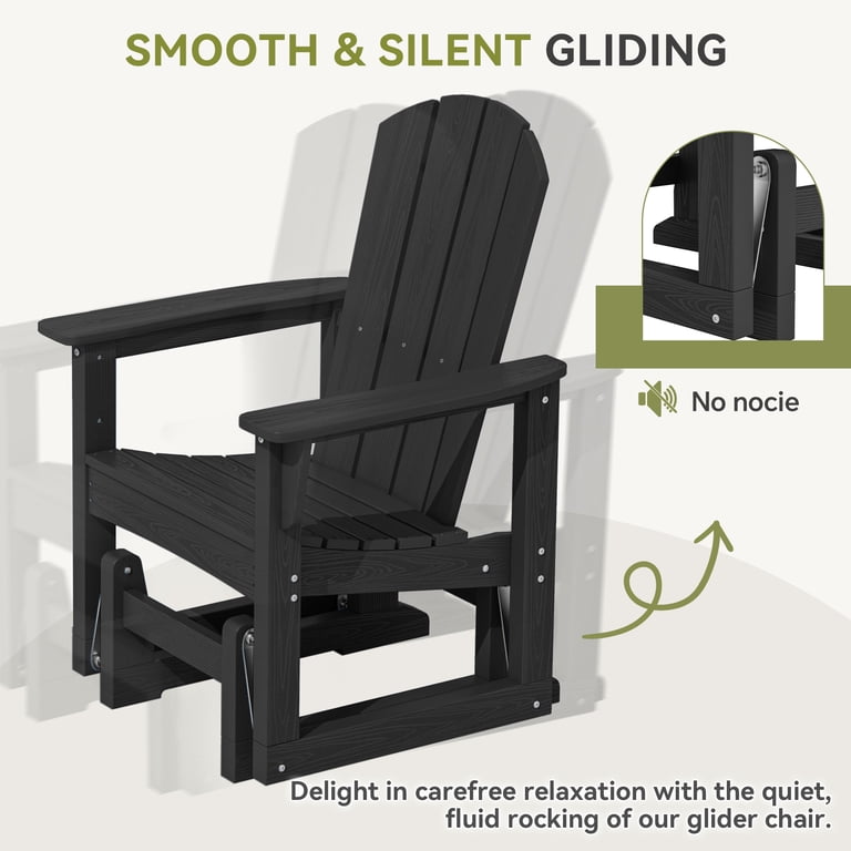 SERWALL Single Glider Chair, HDPE Wood-Like Black photo 4