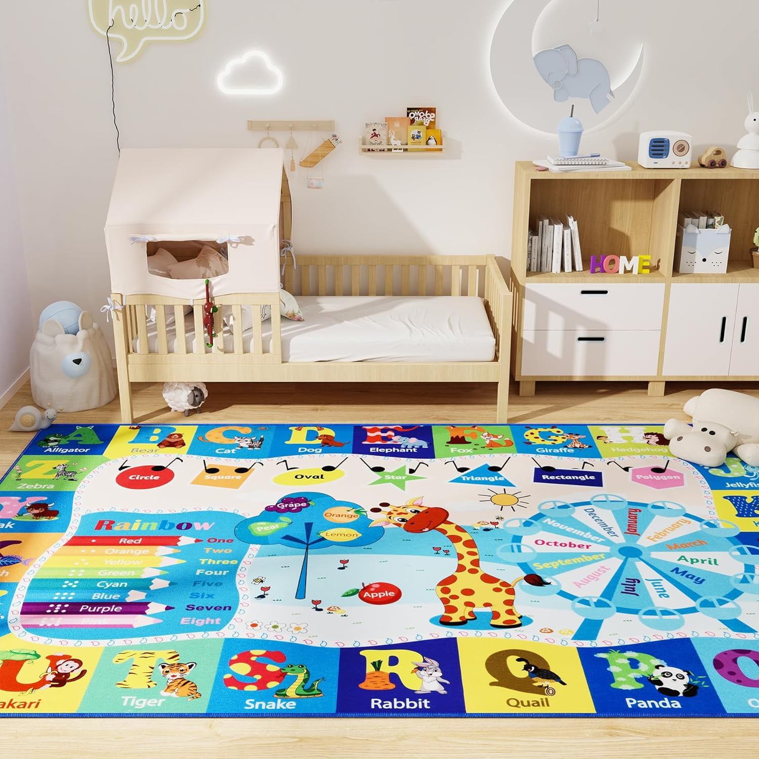 Puzzle nine pillows rug play mat for kids 32*32 inch nursery decor baby (Blue nautical sale style)