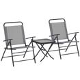 thumbnail image 1 of Outsunny Ensemble Bistro Pliant avec Dossier Réglable, Petit Ensemble de Patio, Gris, 1 of 10