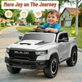 thumbnail image 5 of Hugrove 12V Ride on Car Toys with Remote Control, Ram 1500 Electric Car for Kids with Bluetooth, USB/MP3 Player, LED Light, Battery Powered Vehicles for Toddler Boys Girls 3-6 Years, White, 5 of 9