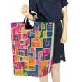 thumbnail image 4 of Yayeee Freestanding Laundry Hamper with Handle Collapsible Large Storage Basket for Clothes, Art Map, 4 of 7