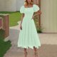 thumbnail image 5 of Vestido de Manga Larga Maxi para las Mujeres Caída Sólido Plisado, Sexy Manga Corta Elástica Cintura Boho Bolsillos, 5 of 9